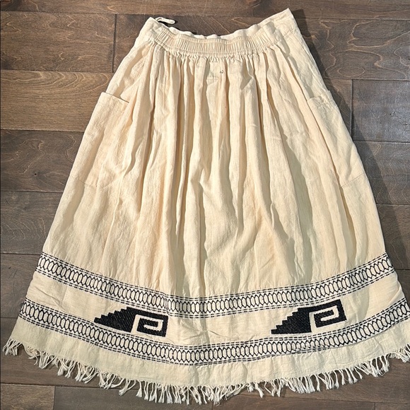 Embroidered Cream Skirt with Black Accents - Picture 5 of 7